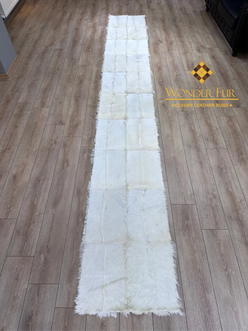 100% Natural Handmade Elegant Soft Fluffy White Runner Rug ,Luxury Rug