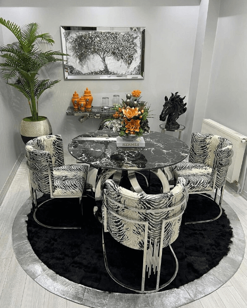 Natural Black Silver Sheepskin Round Area Rug, Fur Rug for Living Room