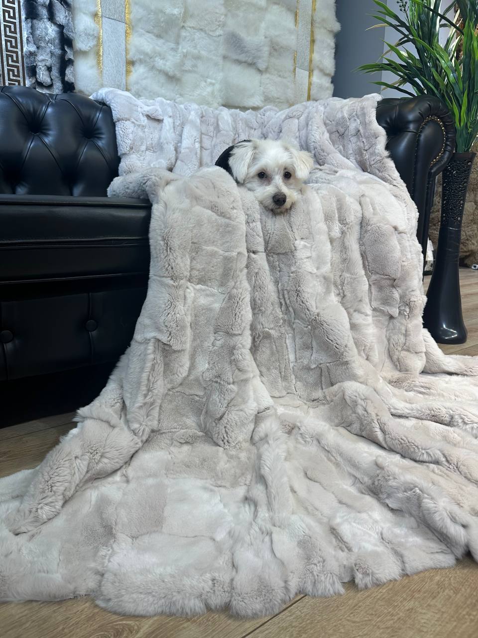 Natural Real Rabbit Fur Blanket Cream Beige Tones Throw, Personalized Handmade Fur Sofa Cover Bedspread, Throw Blanket, Fluffy Blanket