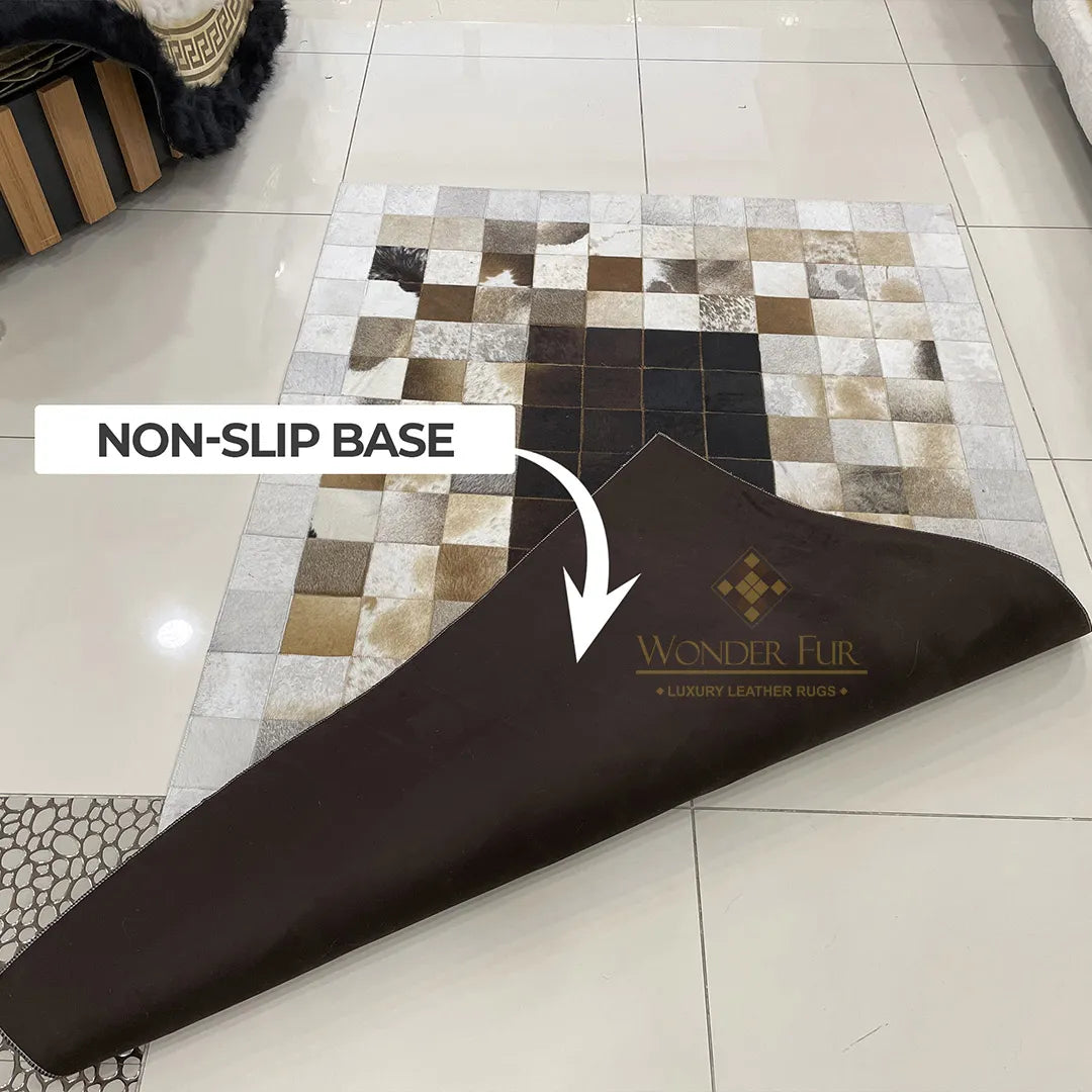 Tricolor Handmade Natural Cowhide Patchwork 5x8 Rug