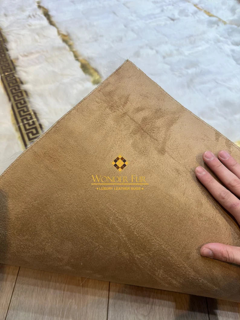 White Ultra Soft Fluffy Natural Sheepskin Area Rug, Handmade Elegance