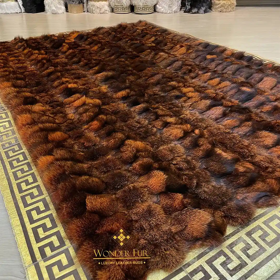 100% Genuine Fox Fur Area Rug for Bed Room