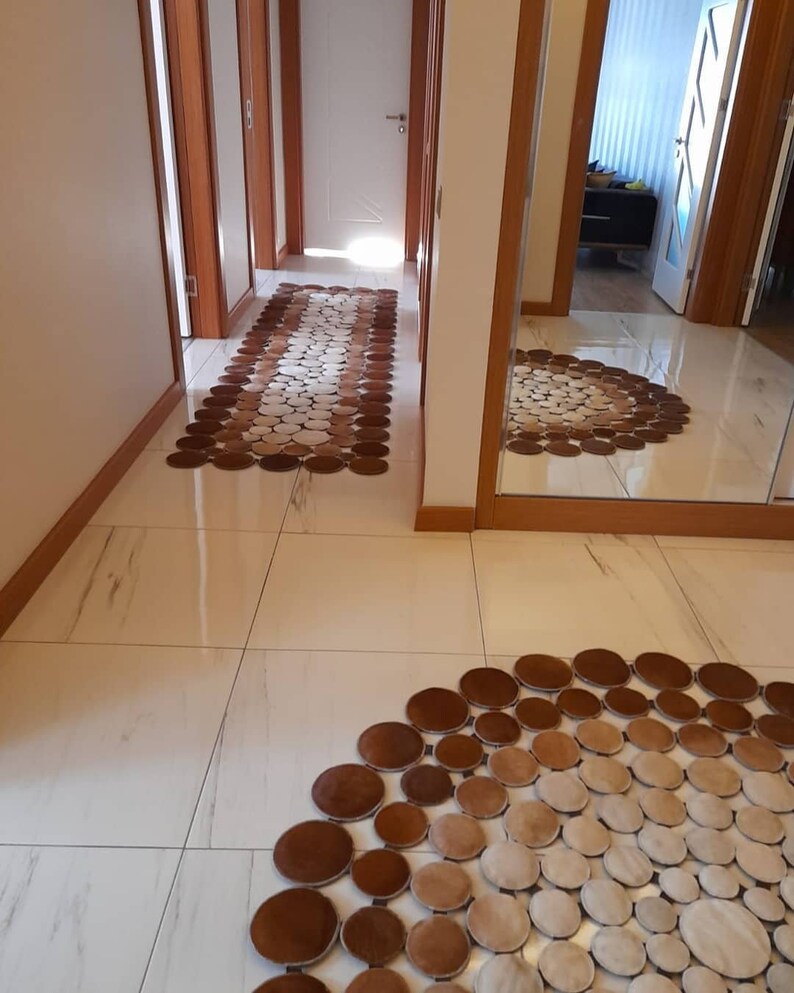 100% Genuine Leather Decorative Runner Rug, High Quality Handmade Cowhide Rug