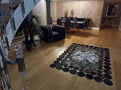 100% Genuine Natural Cowhide Patchwork Rug for Living Room Decor, Modern Living Room Rug