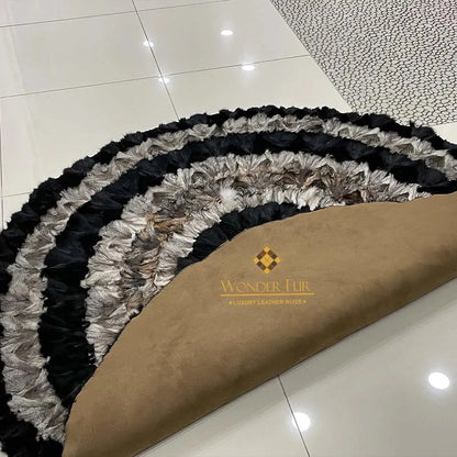 100% Genuine Tricolor Fluffy Round Fox Fur Rug - Wonder fur rug Rug Wonder Fur Rug Wonder fur rug