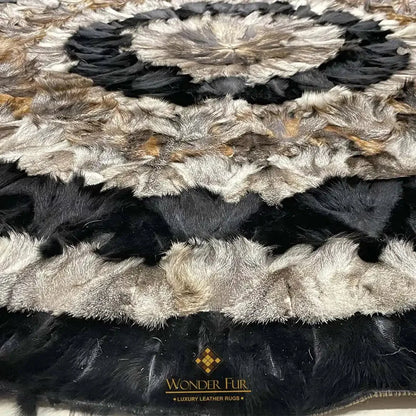 100% Genuine Tricolor Fluffy Round Fox Fur Rug - Wonder fur rug Rug Wonder Fur Rug Wonder fur rug