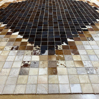 100% Genuine Cowhide Area Rug, Tricolour Cowhide Patchwork Rug, Modern Rug for Bedroom Room (Copy)