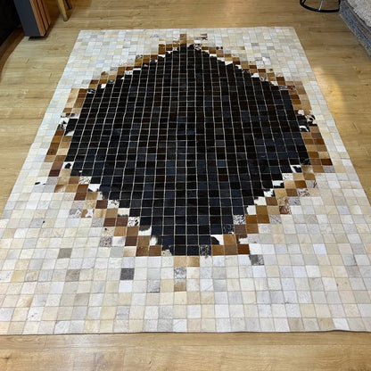 100% Genuine Cowhide Area Rug, Tricolour Cowhide Patchwork Rug, Modern Rug for Bedroom Room (Copy)