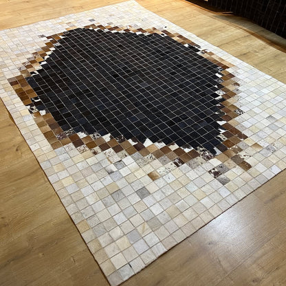 100% Genuine Cowhide Area Rug, Tricolour Cowhide Patchwork Rug, Modern Rug for Bedroom Room (Copy)