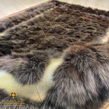 100% Natural Handmade Black And Gold Fox Fur Large Living Room Rug