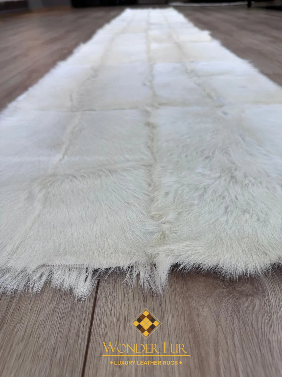 100% Natural Handmade Elegant Soft Fluffy White Runner Rug ,Luxury Rug