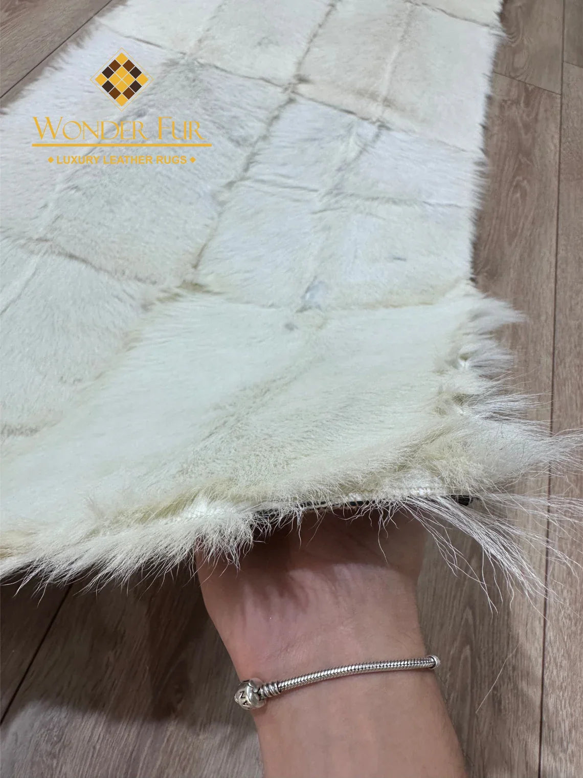 100% Natural Handmade Elegant Soft Fluffy White Runner Rug ,Luxury Rug