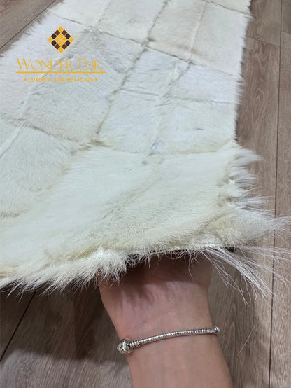 100% Natural Handmade Elegant Soft Fluffy White Runner Rug ,Luxury Rug