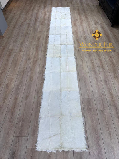 100% Natural Handmade Elegant Soft Fluffy White Runner Rug ,Luxury Rug