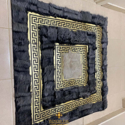 100%Natural Soft Handmade Gray White Sheepskin 5x7 Area Office Rug - Wonder fur rug Rug Wonder Fur Rug Wonder fur rug