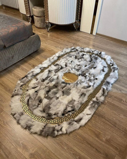 100% Natural Soft Shaggy Fox Fur Rug, Luxury Fluffy Handmade Fox Fur Area Rug