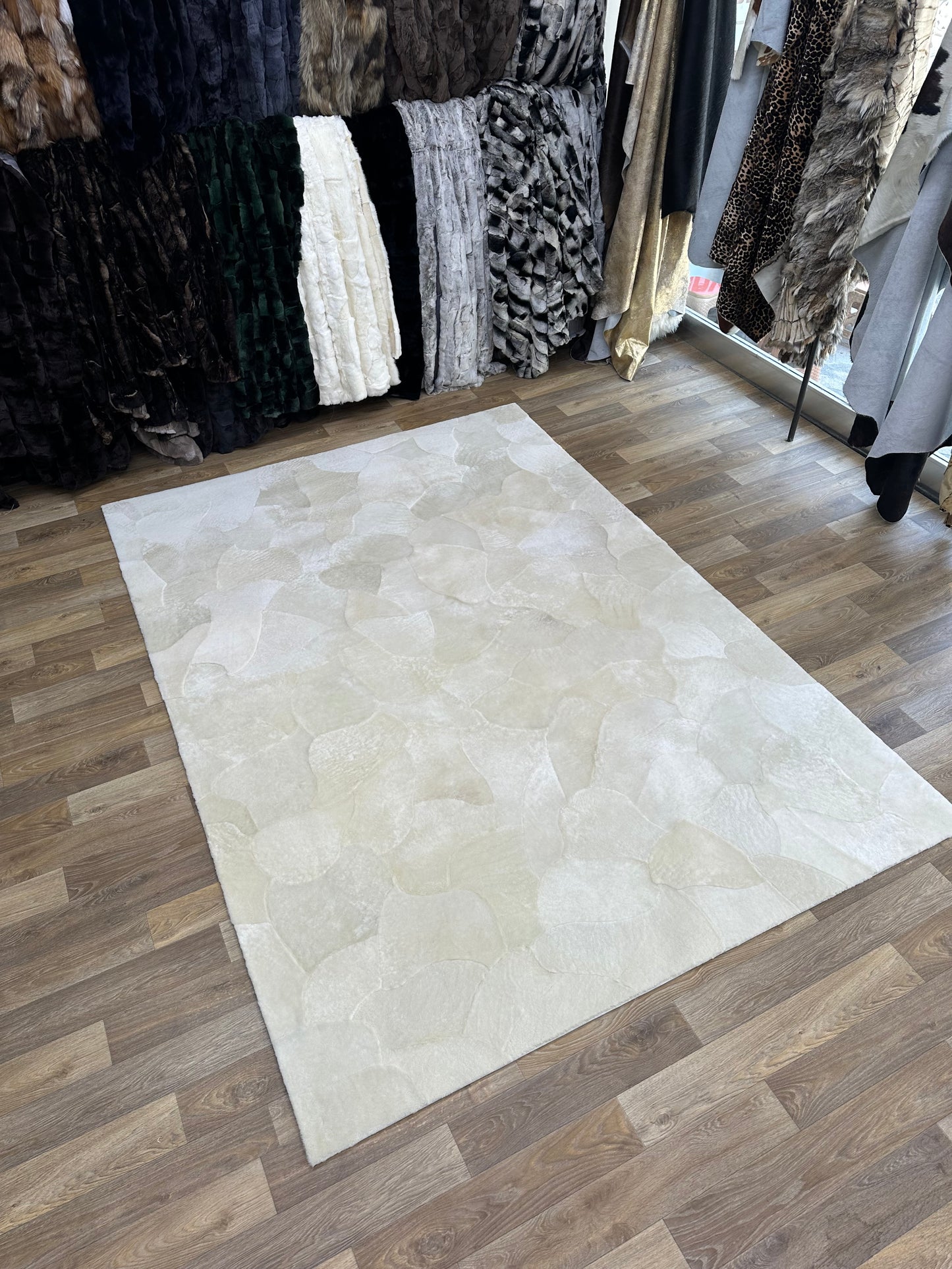 Handmade Natural Bej Lambakin FurRug, 100% Handmade Shaggy Sheepskin Carpet