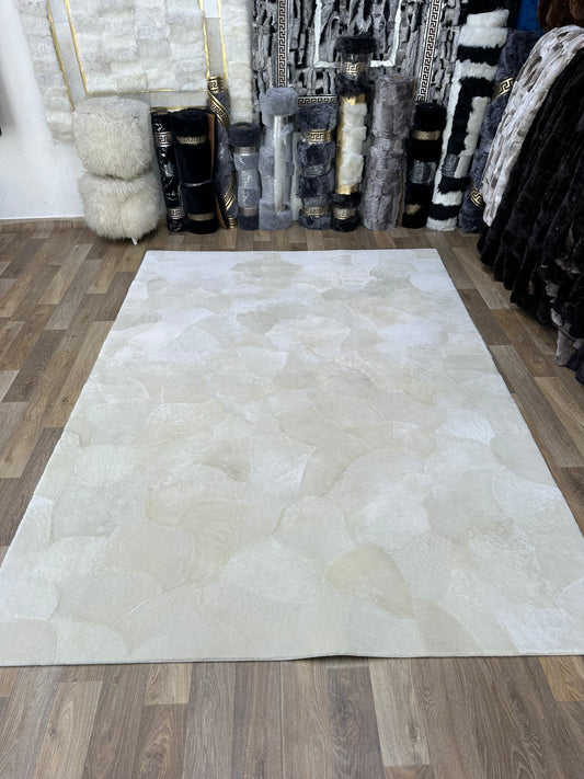 Handmade Natural Bej Lambakin FurRug, 100% Handmade Shaggy Sheepskin Carpet