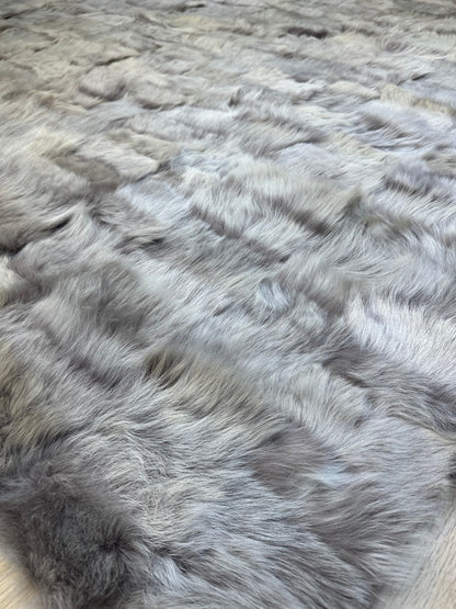 Handmade Gray Genuine Sheep Leather Unique Area Rug, Handmade Sheepskin Living Room Rug