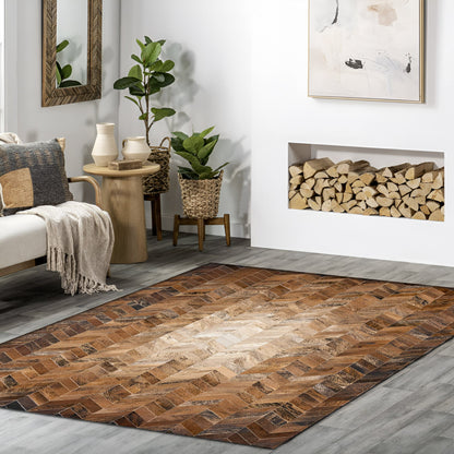 Custom Pattern 100% Genuine Cowhide Patchwork Area Rug, Handmade Elegance