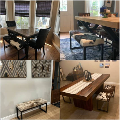 Custom Colour Unique Bench for Bedroom, Handmade 100% Genuine Cowhide