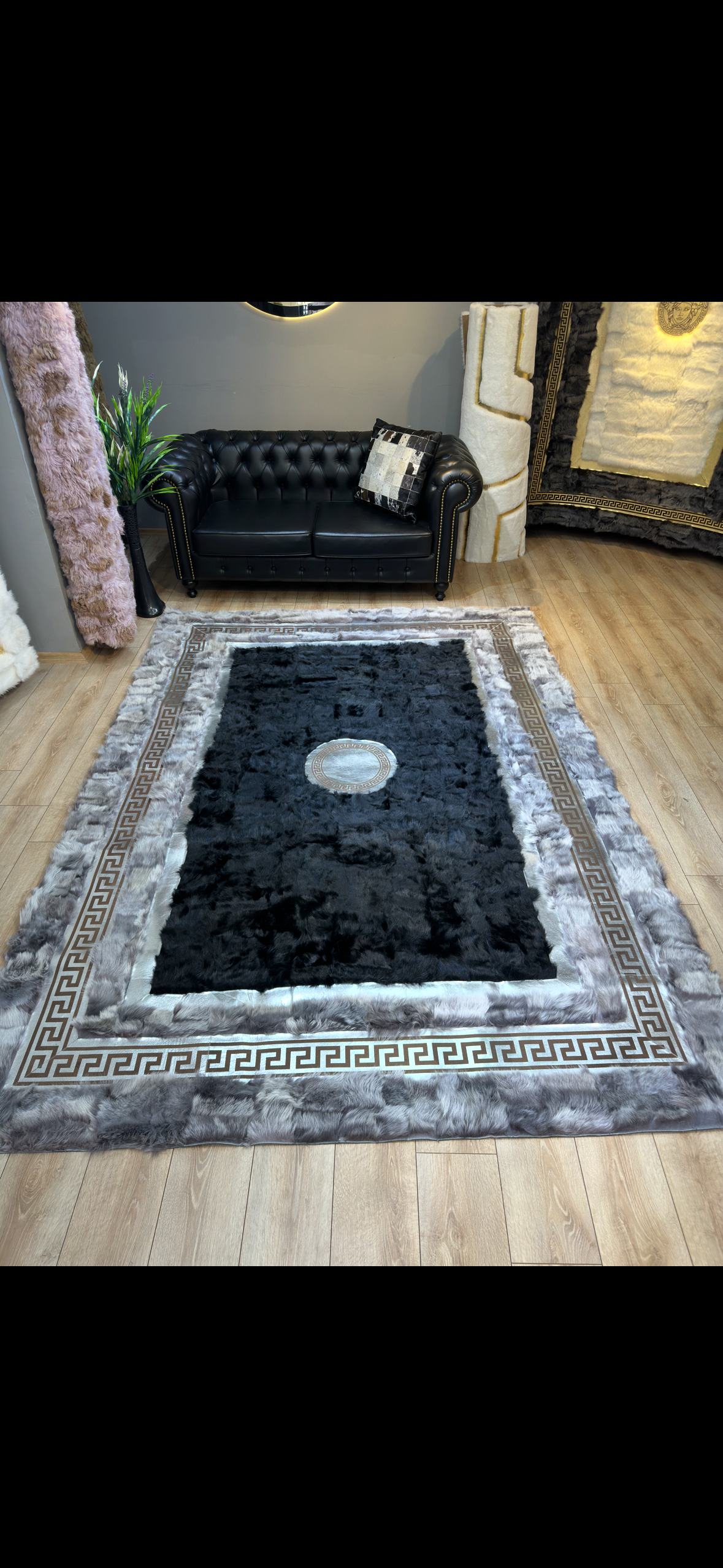 100% Genuine Cowhide Area Rug, Brown White Cowhide Patchwork Rug, Modern Rug for Bedroom Room