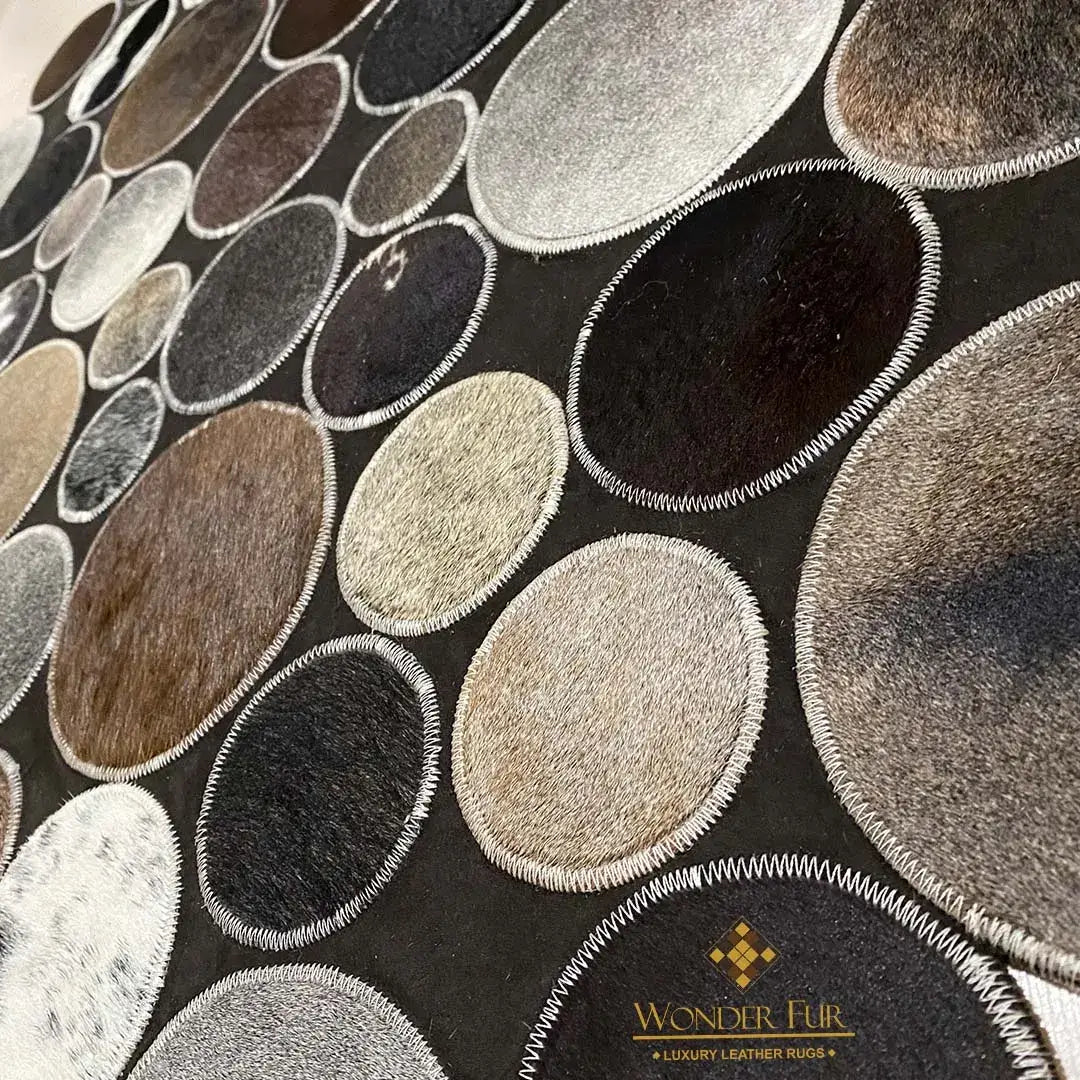 Luxury Multicolor Cowhide Round Rug, Natural Cow Skin Round Carpet for Kitchen, Indoor Carpet