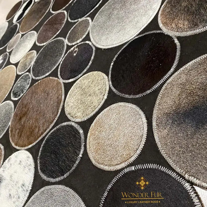 Luxury Multicolor Cowhide Round Rug, Natural Cow Skin Round Carpet for Kitchen, Indoor Carpet