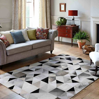 High Quality Tricolor 100% Genuine Handmade Cowhide Area 6x9 Rug for Living Room