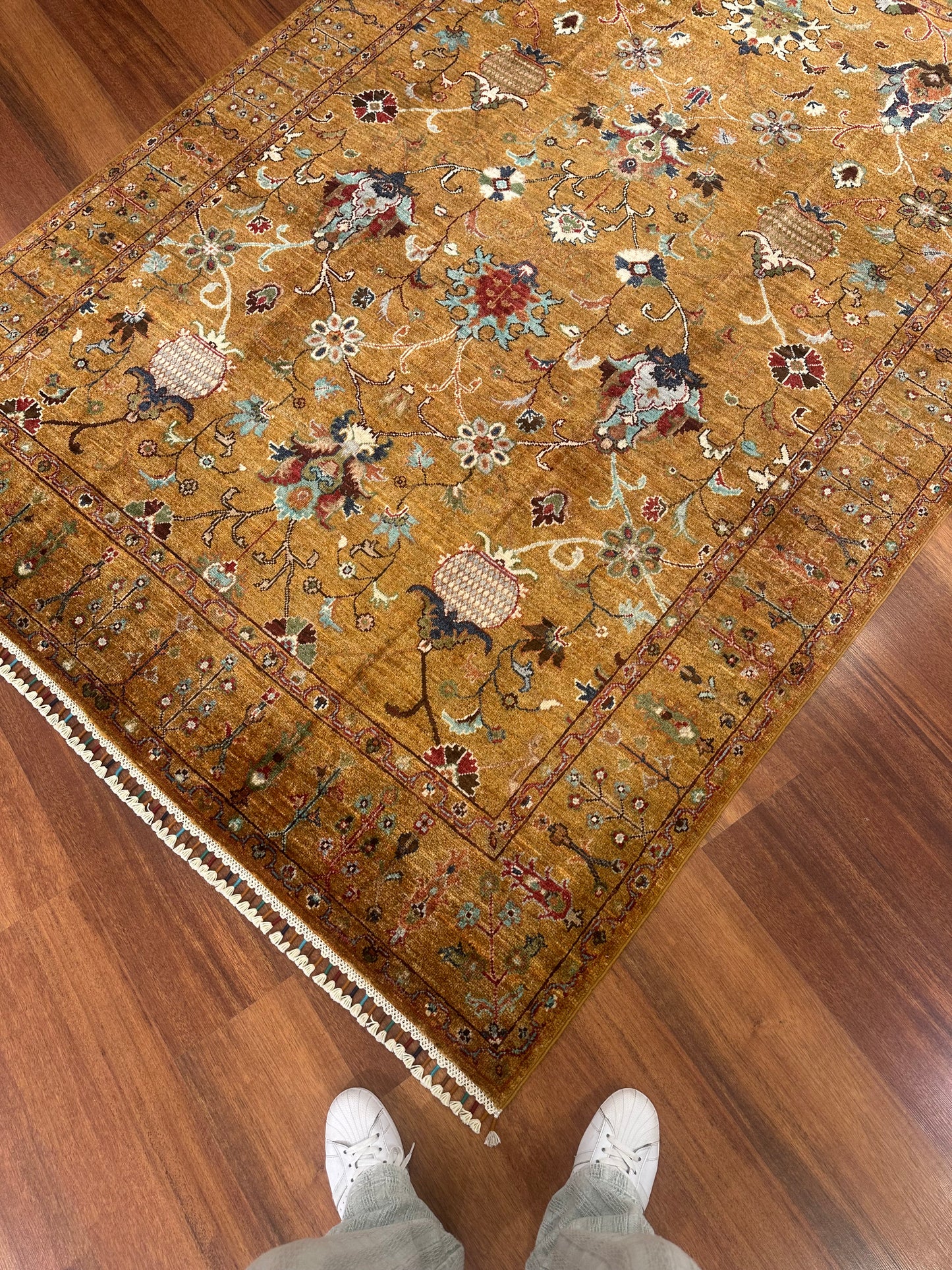 Handmade Afghan Sultani Rug – Mustard Yellow, Wool Tribal Carpet