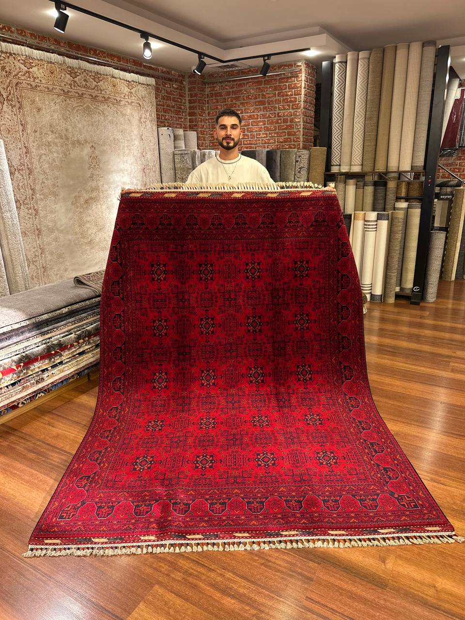 One of a Kind Handmade Afghan Wool Rug – 5.7x7.7ft