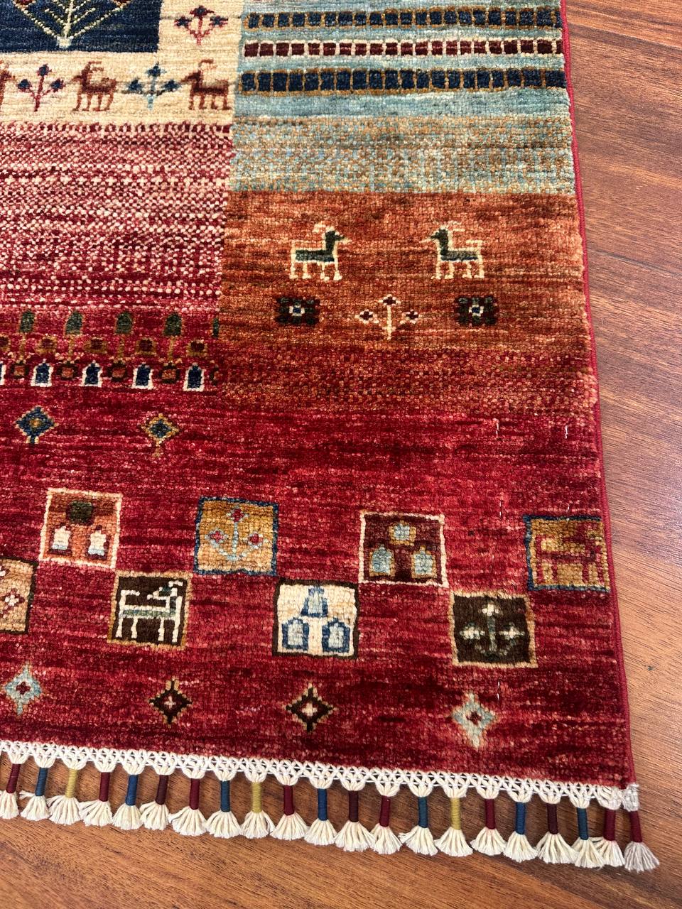 Handmade Afghan Gabbeh Wool Rug– Tribal Nomadic Boho Carpet