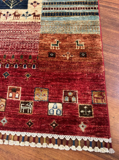 Handmade Afghan Gabbeh Wool Rug– Tribal Nomadic Boho Carpet