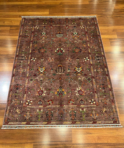 Natural Afghan Wool Rug– Tribal Nomadic Boho Carpet