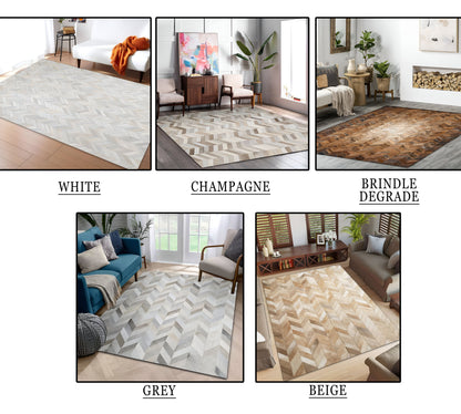 Custom Pattern 100% Genuine Cowhide Patchwork Area Rug, Handmade Elegance