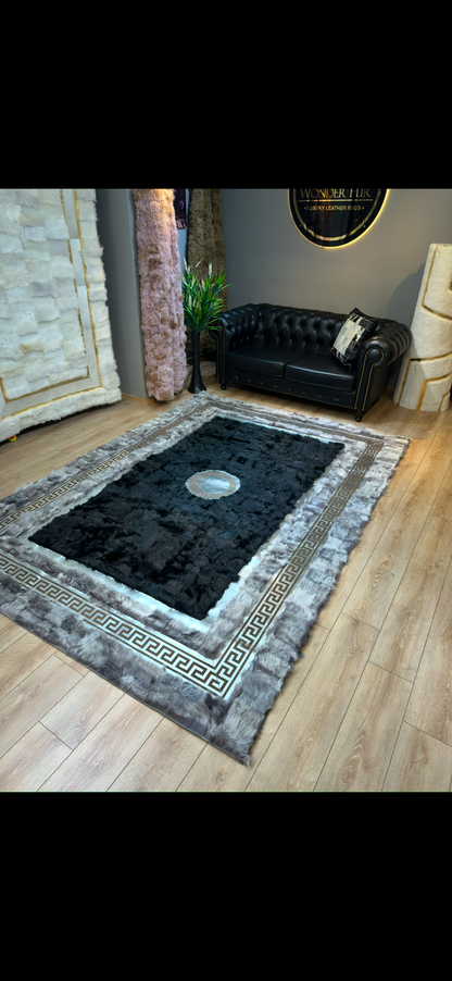 100% Genuine Cowhide Area Rug, Brown White Cowhide Patchwork Rug, Modern Rug for Bedroom Room
