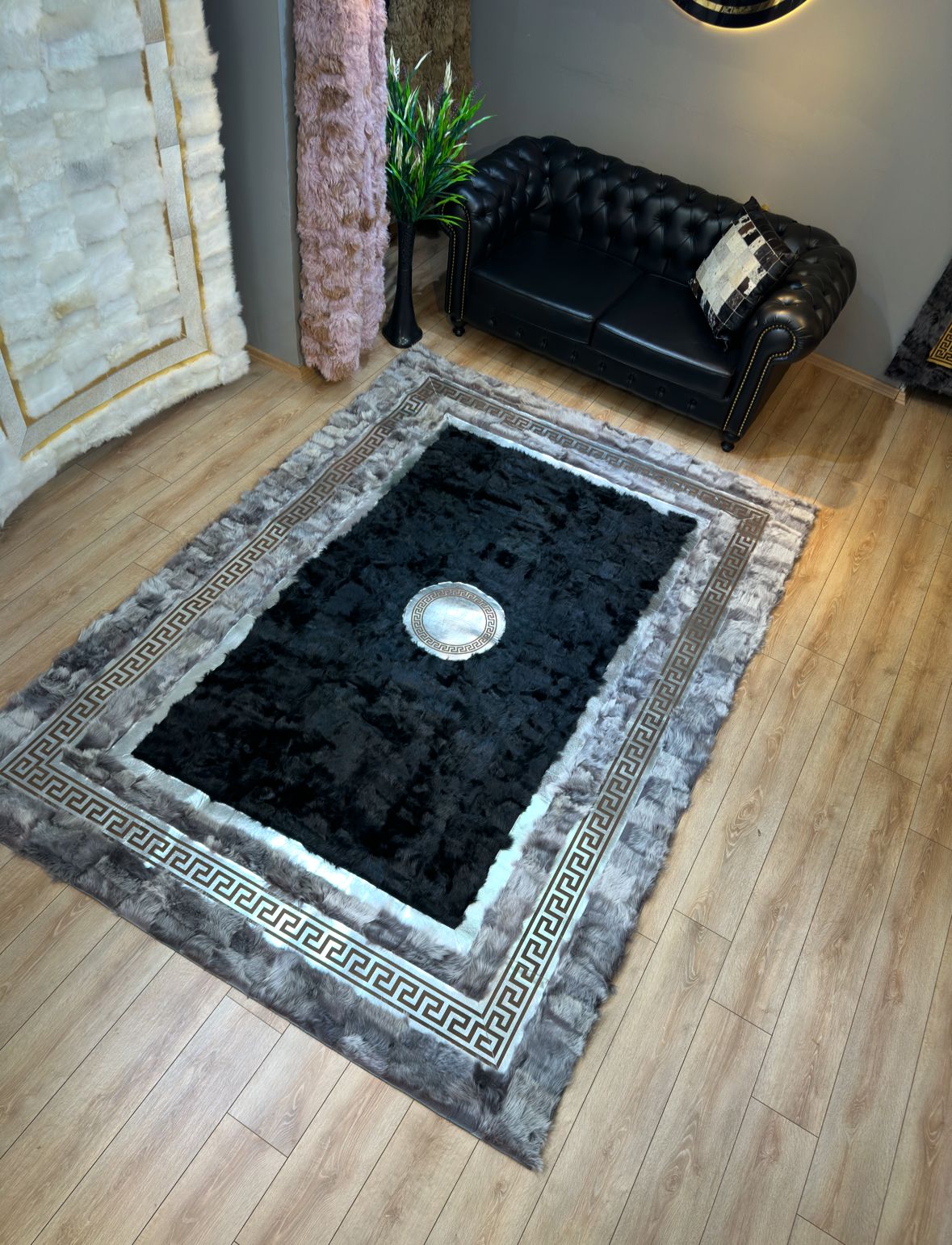 100% Genuine Cowhide Area Rug, Brown White Cowhide Patchwork Rug, Modern Rug for Bedroom Room