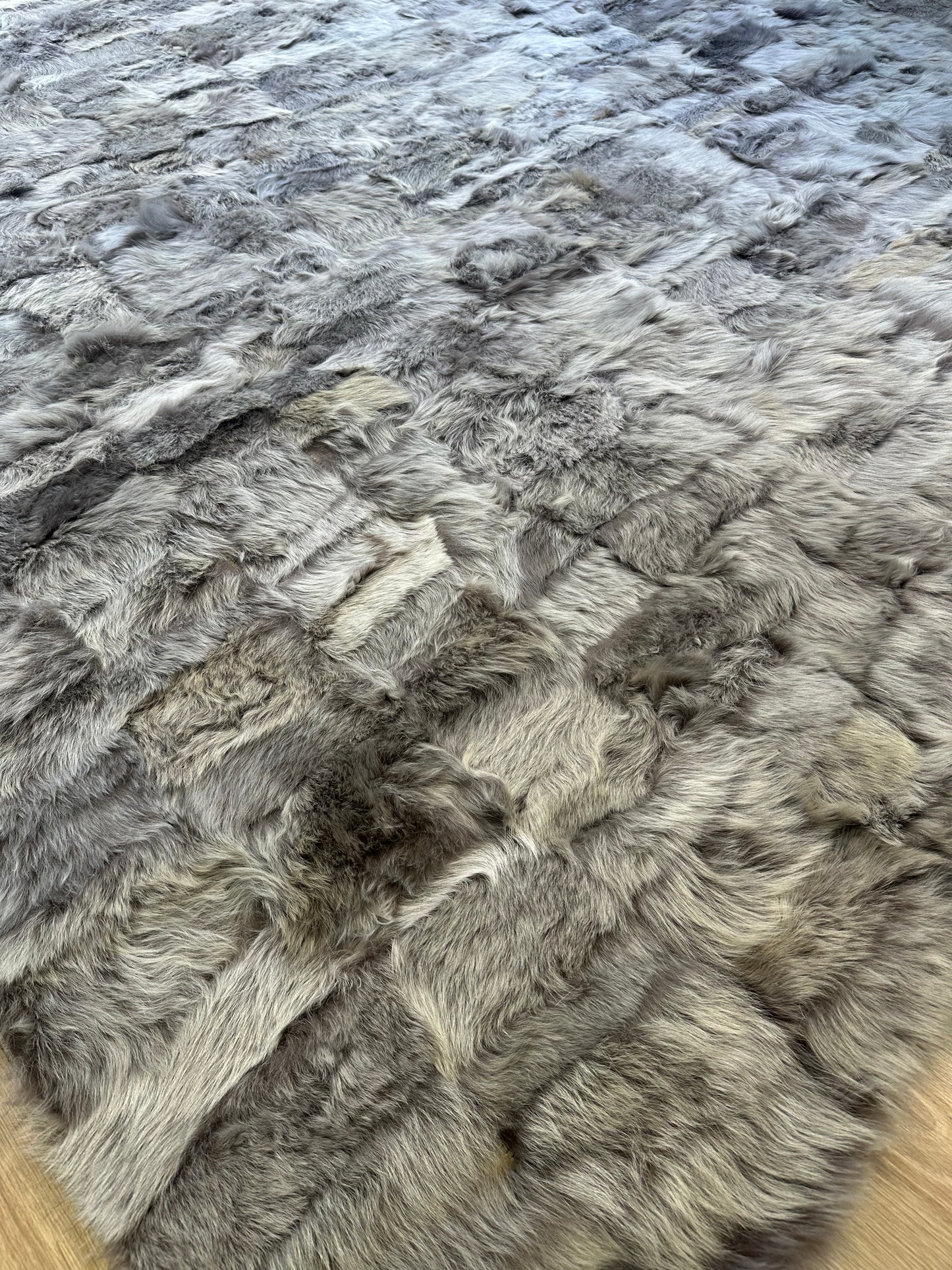 Handmade Gray Genuine Sheep Leather Unique Area Rug, Handmade Sheepskin Living Room Rug