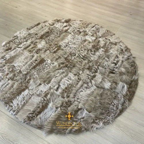 Customizable 100%Natural Beige Sheepskin Wool Handmade Living Room Rug