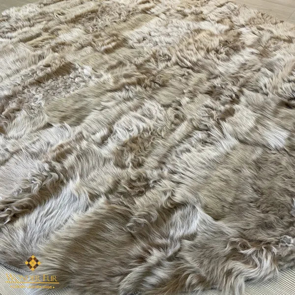 Customizable 100%Natural Beige Sheepskin Wool Handmade Living Room Rug