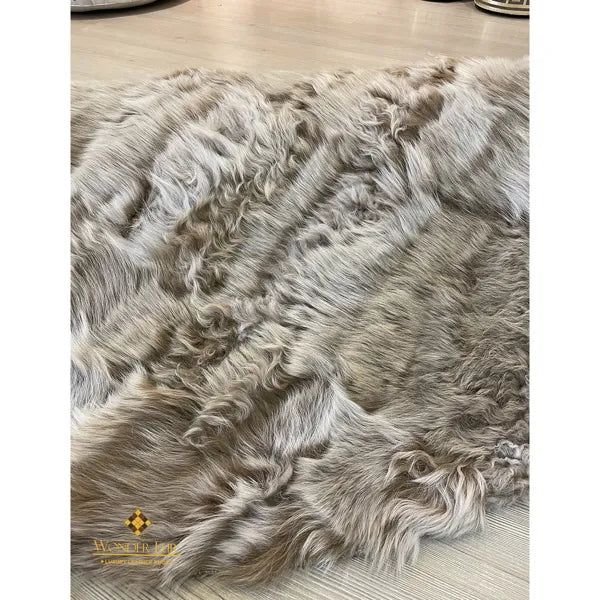 Customizable 100%Natural Beige Sheepskin Wool Handmade Living Room Rug