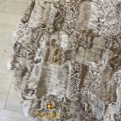 Customizable 100%Natural Beige Sheepskin Wool Handmade Living Room Rug
