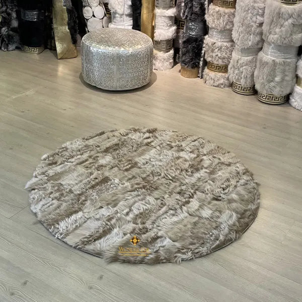 Amazing Genuine Natural Round Sheepskin Rug