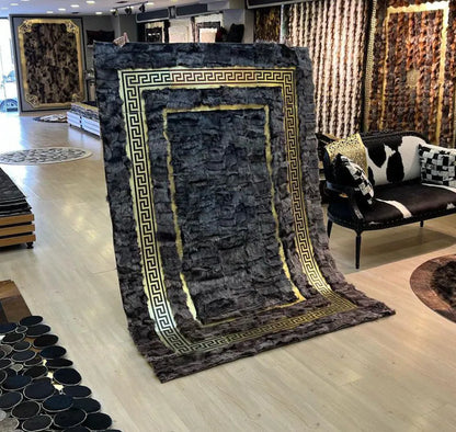 Amazing Natural Gray Gold Sheepskin Living Room Rug , Fluffy Soft Rug