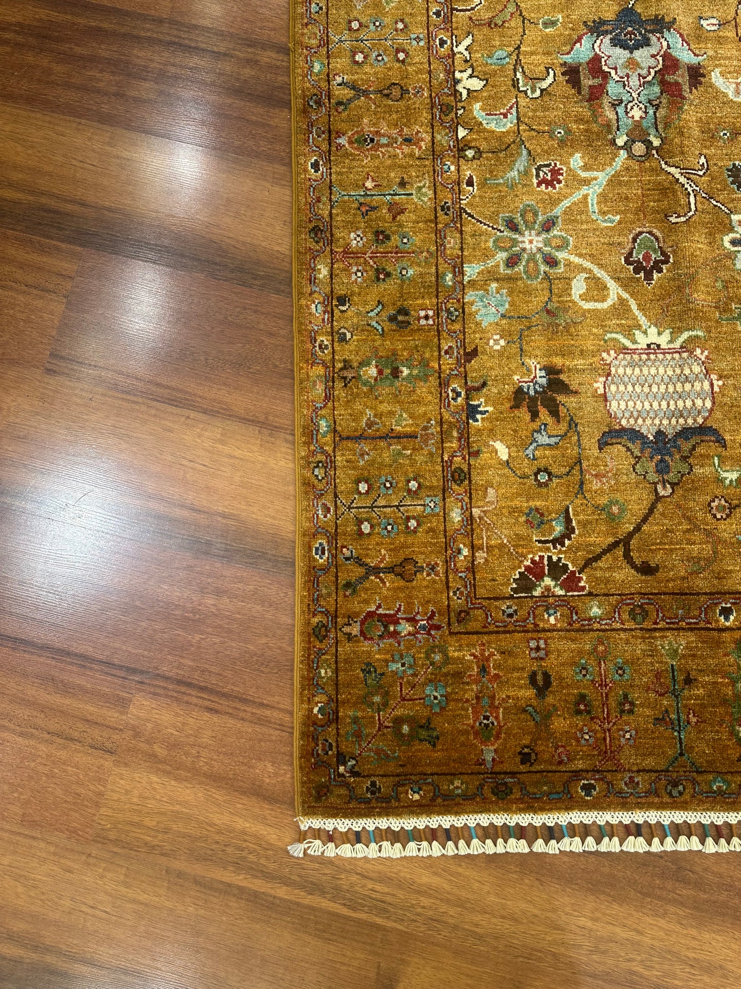 Handmade Afghan Sultani Rug – Mustard Yellow, Wool Tribal Carpet