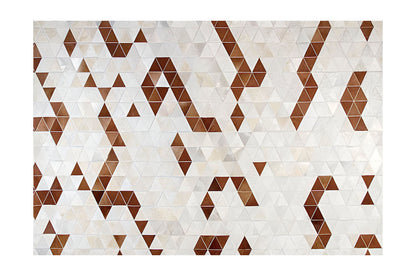 Beige and Brown Cowhide Patchwork Area Rug, Unique Handmade Natural Rug