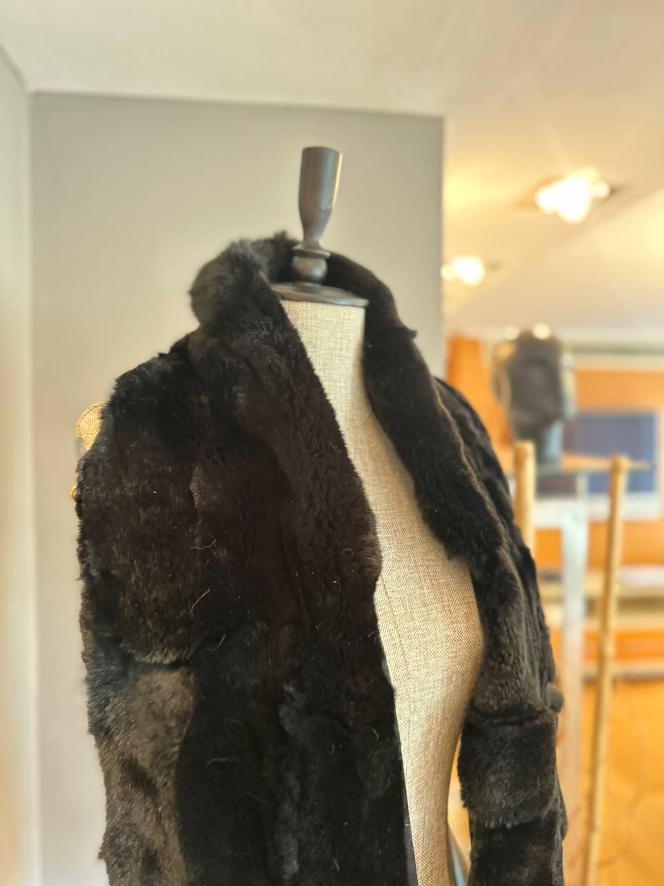 Black Handmade Genuine Rex Rabbit Fur Scarf