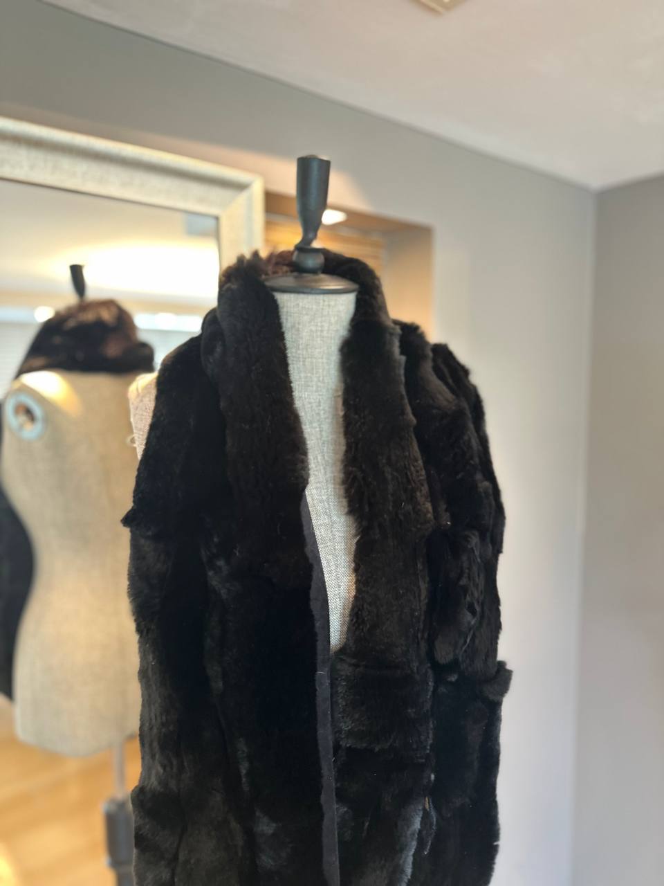 Black Handmade Genuine Rex Rabbit Fur Scarf