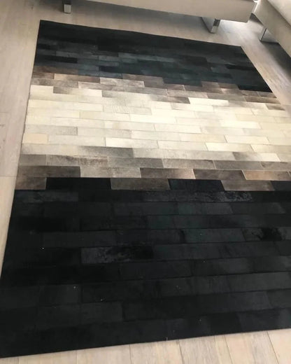 Black and White Handmade Natural Cowhide Area Rug for Living Room, Hair on Rug, Cowhide Patchwork Rug - Wonder fur rug Rug Wonder Fur Rug Wonder fur rug