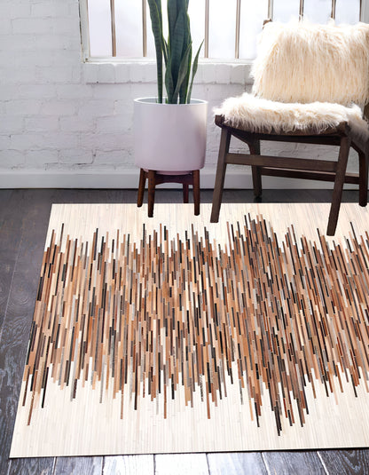 Boho Style Multicolor Natural Cowhide Patchwork Rug, Handmade Area Rug